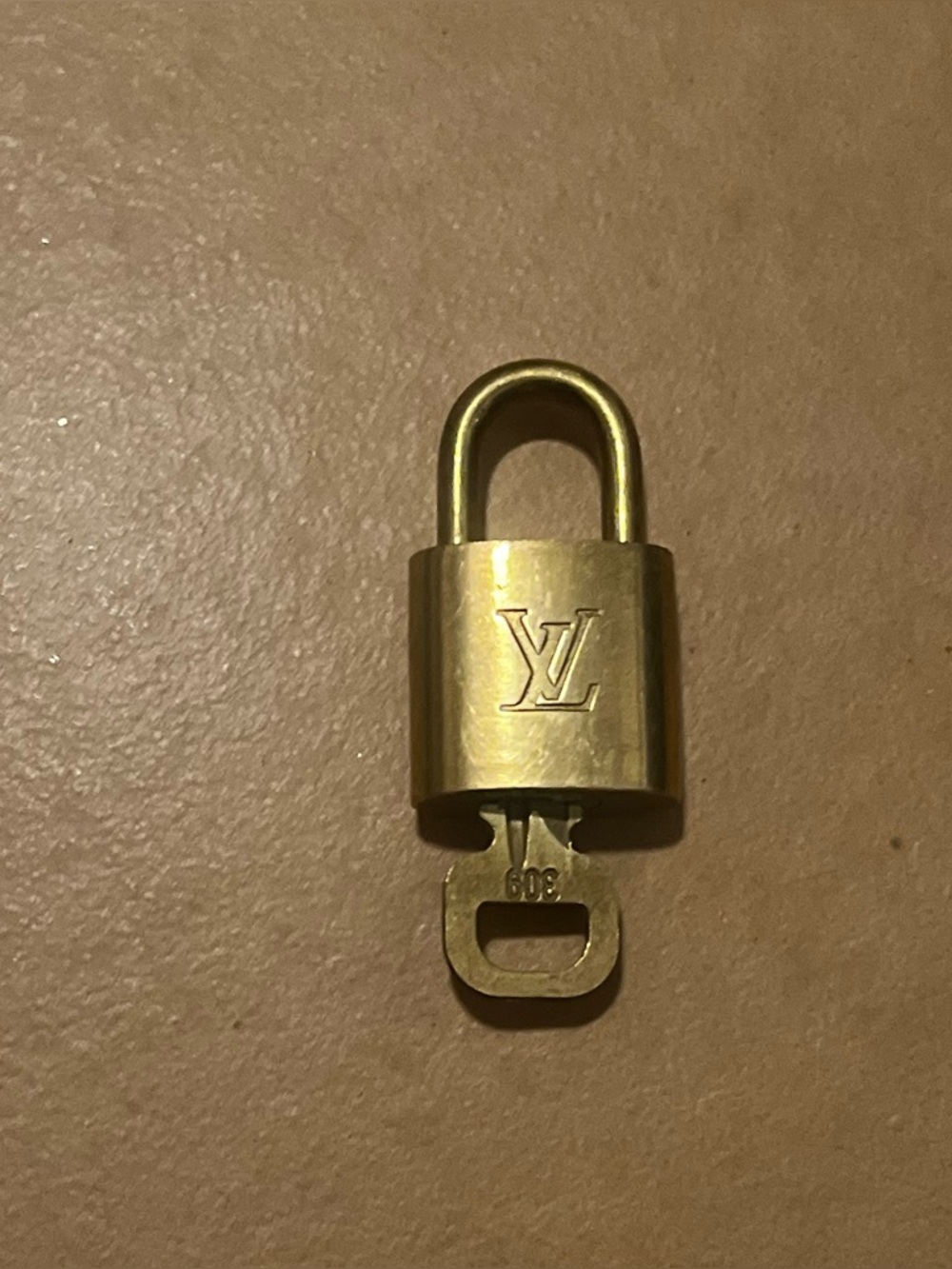 LV Louis Vuitton Gold Padlock Lock and Key #309